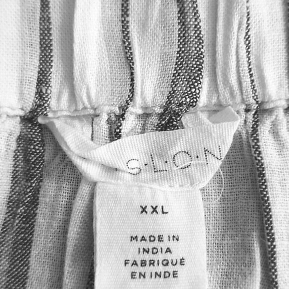 Soft Flowy Striped Linen Curvy Sized Coastal Semi-Maxi Skirt| Sz. XXL - Picture 8 of 9